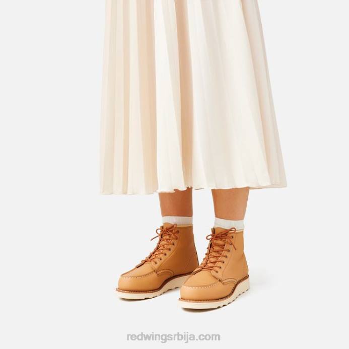 тан DHPH191 Red Wing Херитаге - стиле 3423 6-инчне класичне моц женске кратке чизме од буттер абилене коже