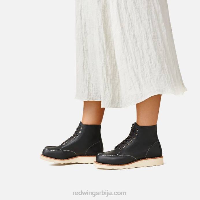 црн DHPH188 Red Wing Херитаге - стиле 3428 класичне женске кратке чизме од 6 инча моц од грубе и чврсте коже
